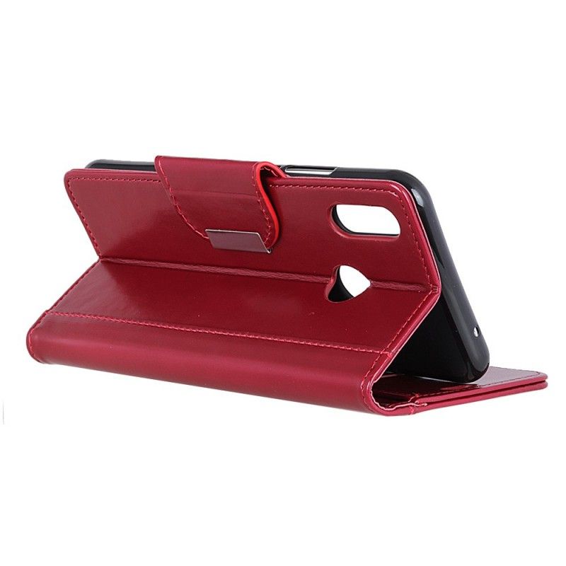 Leren Hoesje voor Honor 10 Lite Rood Zwart Sluiting Elegantie Van Imitatieleer