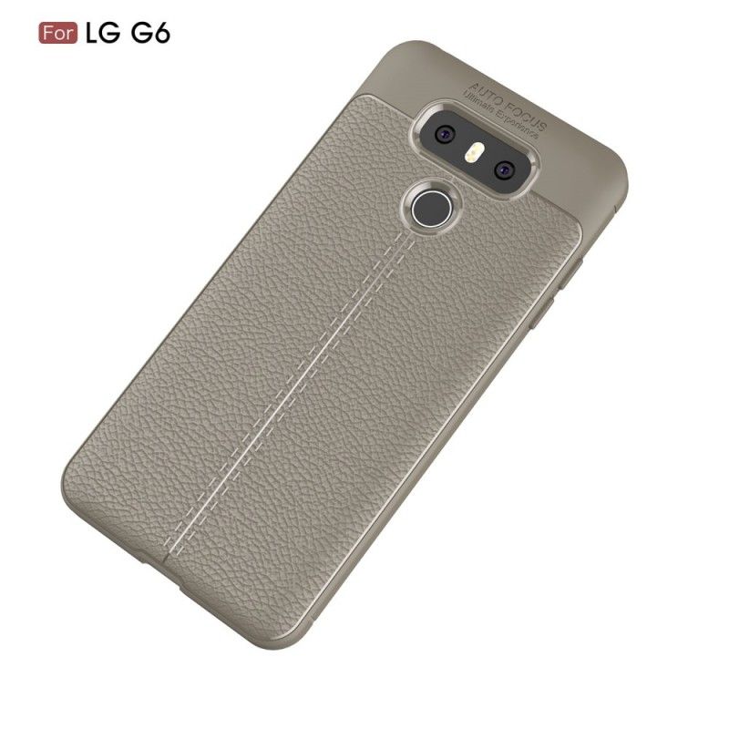 Hoesje LG G6 Grijs Zwart Dubbellijns Lychee Leereffect