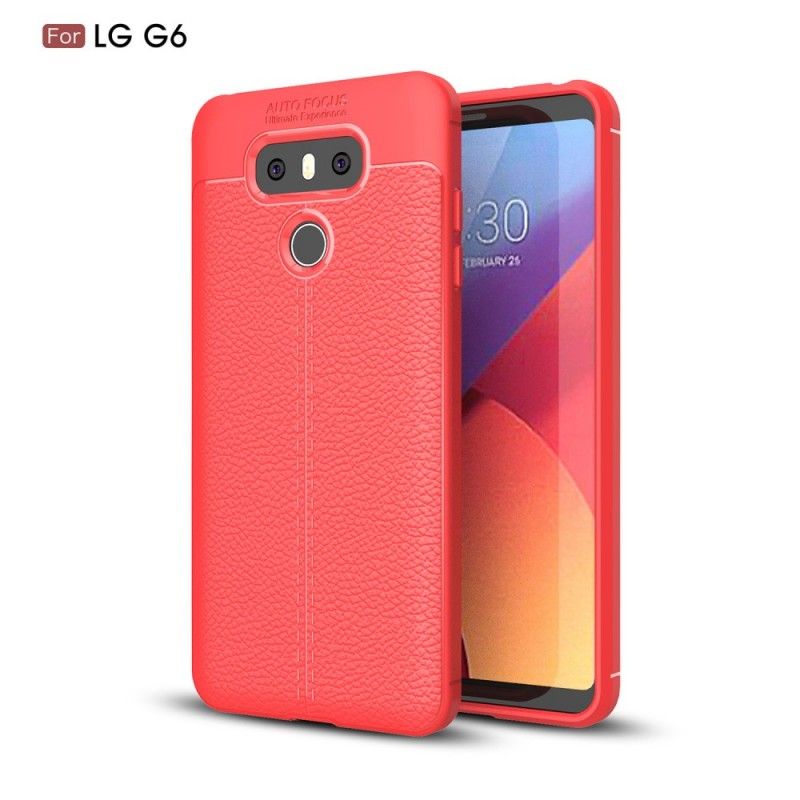 Hoesje LG G6 Grijs Zwart Dubbellijns Lychee Leereffect