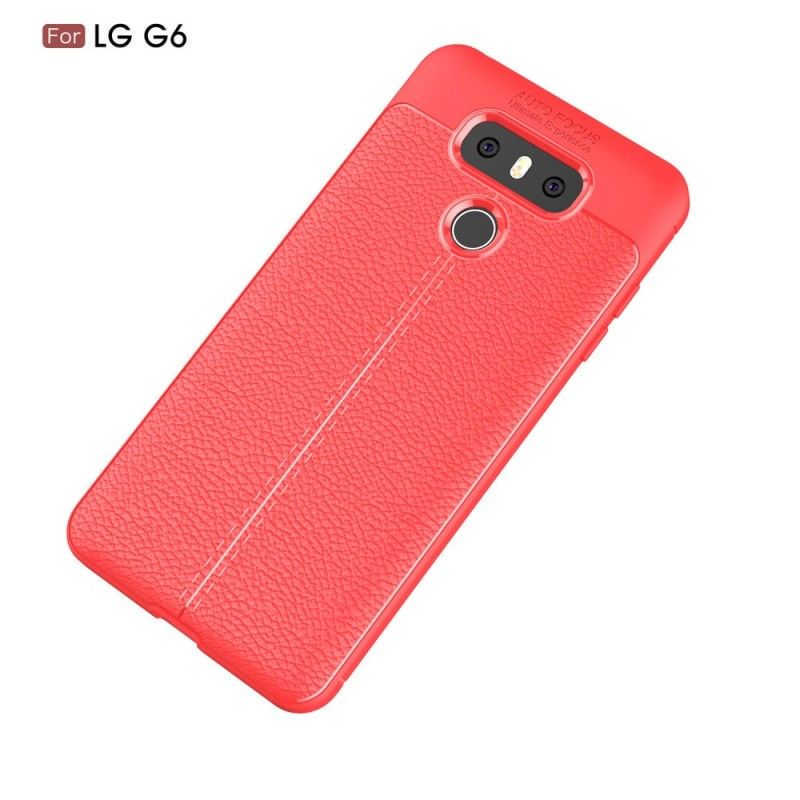 Hoesje LG G6 Grijs Zwart Dubbellijns Lychee Leereffect