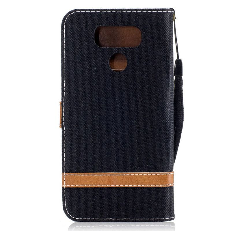 Leren Hoesje voor LG G6 Rood Wit Stof En Leereffect Met String