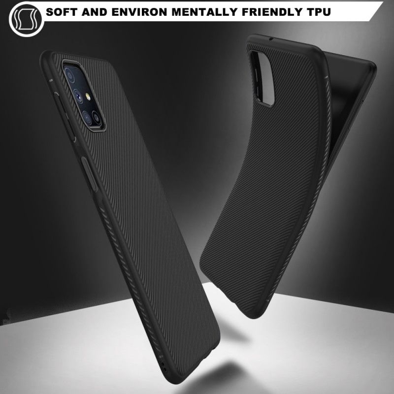 Case Hoesje Samsung Galaxy M51 Donkerblauw Zwart Telefoonhoesje Keperstof Uit De Jazz-Serie