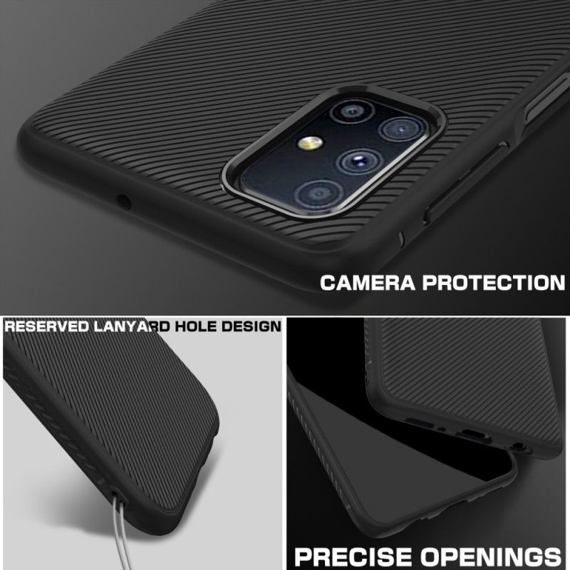 Case Hoesje Samsung Galaxy M51 Donkerblauw Zwart Telefoonhoesje Keperstof Uit De Jazz-Serie