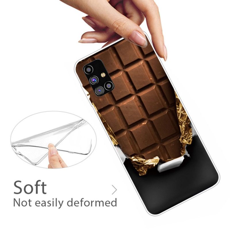 Case Hoesje Samsung Galaxy M51 Donkerbruin Bruin Telefoonhoesje Flexibele Chocolade