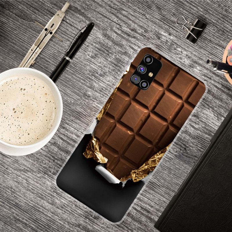 Case Hoesje Samsung Galaxy M51 Donkerbruin Bruin Telefoonhoesje Flexibele Chocolade