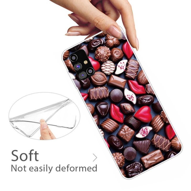 Case Hoesje Samsung Galaxy M51 Donkerbruin Bruin Telefoonhoesje Flexibele Chocolade