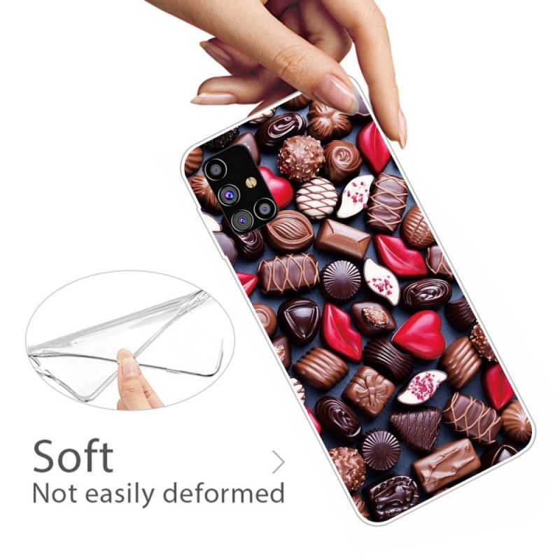 Case Hoesje Samsung Galaxy M51 Donkerbruin Bruin Telefoonhoesje Flexibele Chocolade