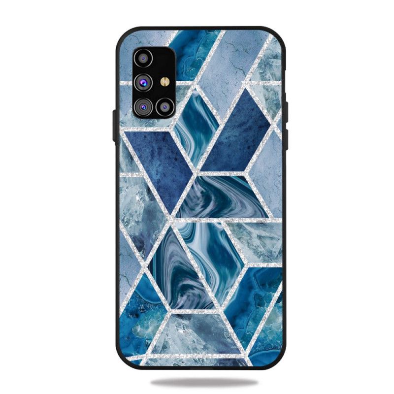 Cover Hoesje Samsung Galaxy M51 Roze Wit Telefoonhoesje Marmeren Glitter