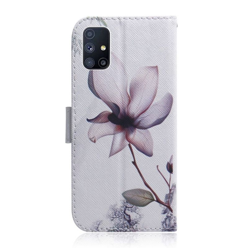 Flip Case Leren Samsung Galaxy M51 Oud Roze Bloem