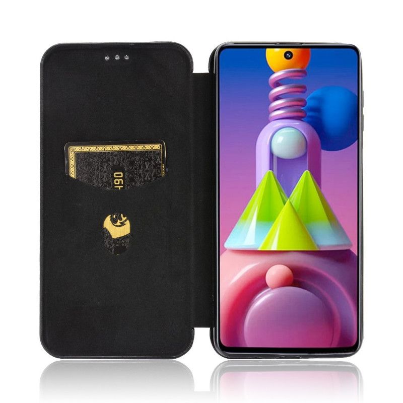 Folio-hoesje Samsung Galaxy M51 Groen Zwart Koolstofvezel