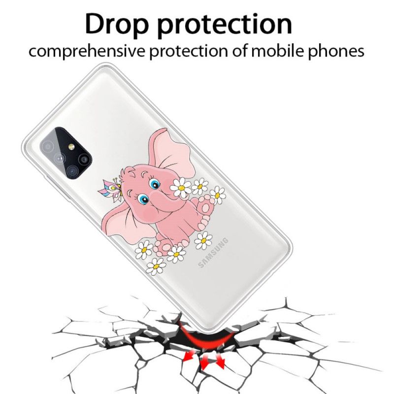 Hoesje Samsung Galaxy M51 Transparant Roze Olifant
