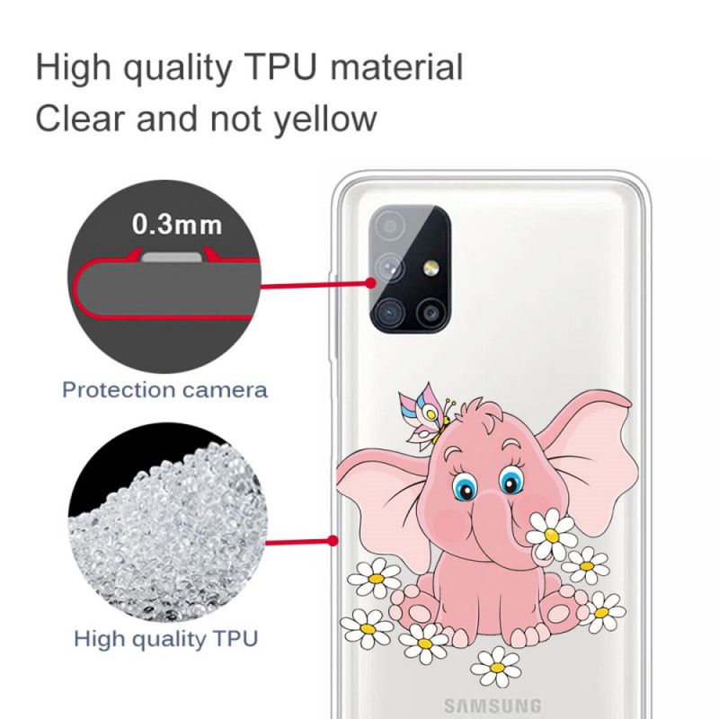 Hoesje Samsung Galaxy M51 Transparant Roze Olifant
