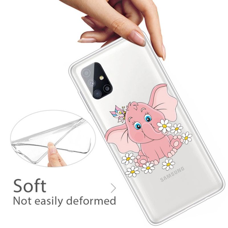Hoesje Samsung Galaxy M51 Transparant Roze Olifant