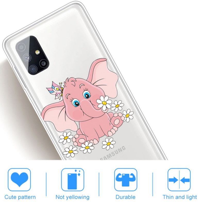 Hoesje Samsung Galaxy M51 Transparant Roze Olifant