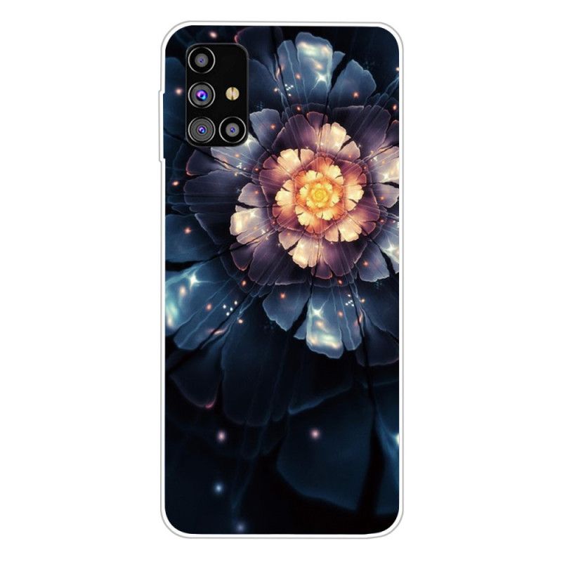 Hoesje voor Samsung Galaxy M51 Bruin Oranje Flexibele Bloemen