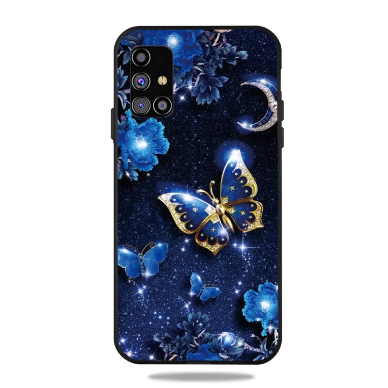 Hoesje voor Samsung Galaxy M51 Marineblauw Donkerblauw Vlinder 'S Nachts