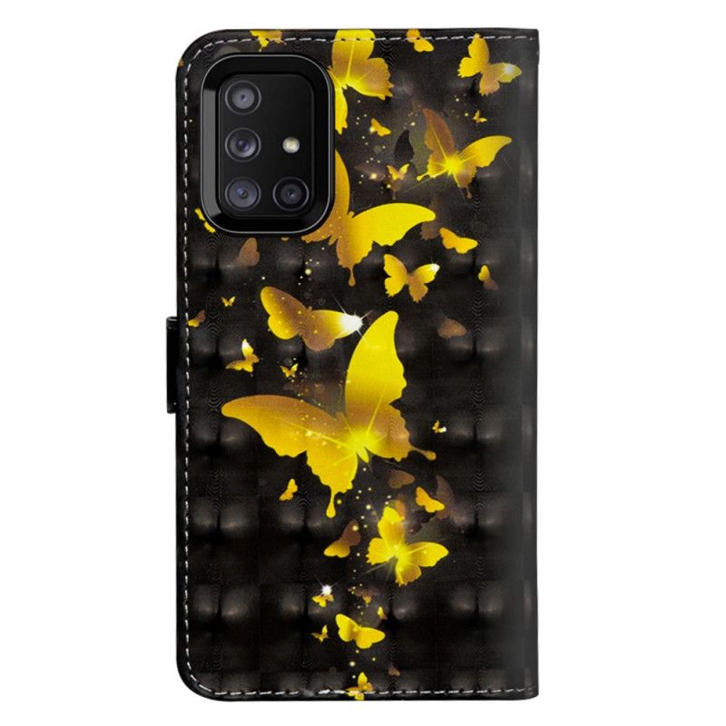 Leren Hoesje Samsung Galaxy M51 Gele Vlinders