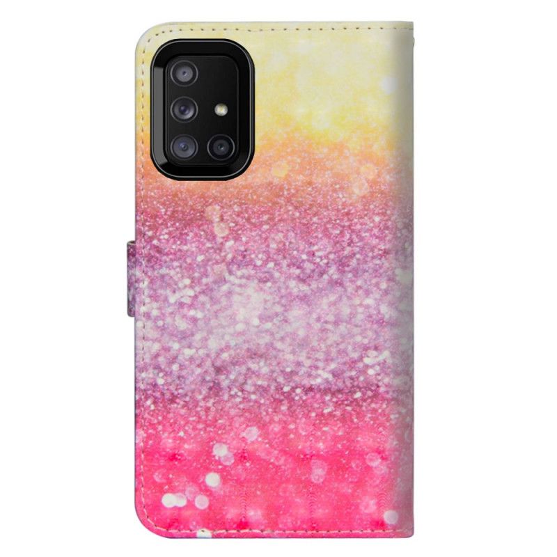 Leren Hoesje Samsung Galaxy M51 Magenta Glitterverloop