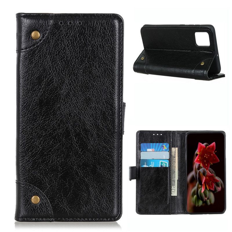 Leren Hoesje Samsung Galaxy M51 Rood Zwart Antiek Nappaleder Effect