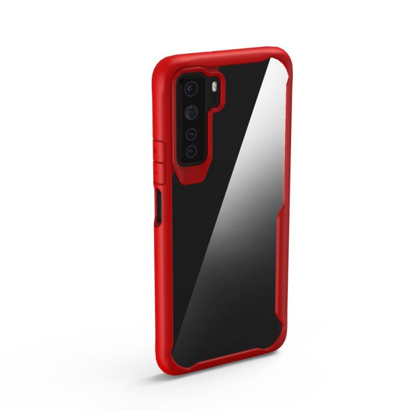 Case Hoesje Huawei P40 Lite 5G Rood Telefoonhoesje Hybride Afgeschuinde Rand