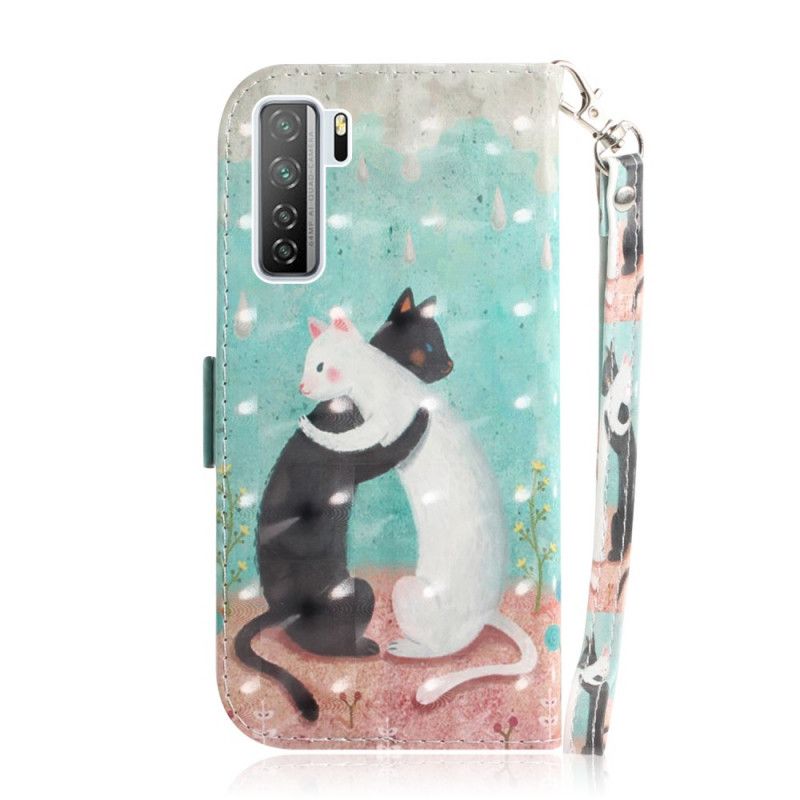 Cover Folio-hoesje Huawei P40 Lite 5G Telefoonhoesje Kattenvriendjes Met String
