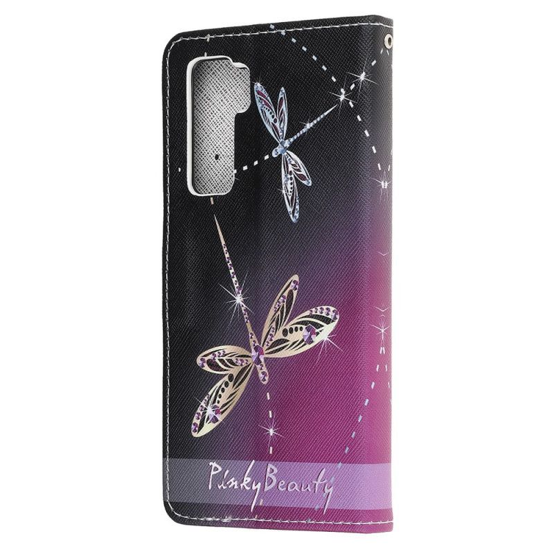 Cover Folio-hoesje Huawei P40 Lite 5G Telefoonhoesje Libellen Met String