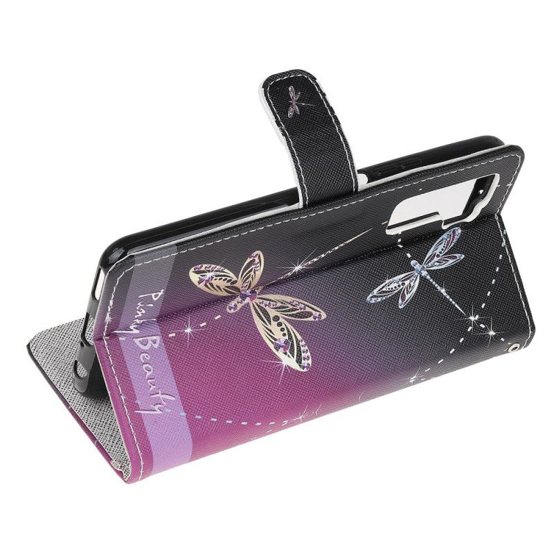 Cover Folio-hoesje Huawei P40 Lite 5G Telefoonhoesje Libellen Met String