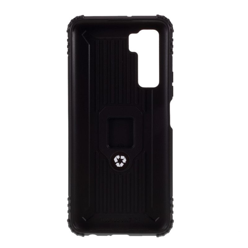 Cover Hoesje Huawei P40 Lite 5G Rood Zwart Telefoonhoesje Ring En Koolstofvezel
