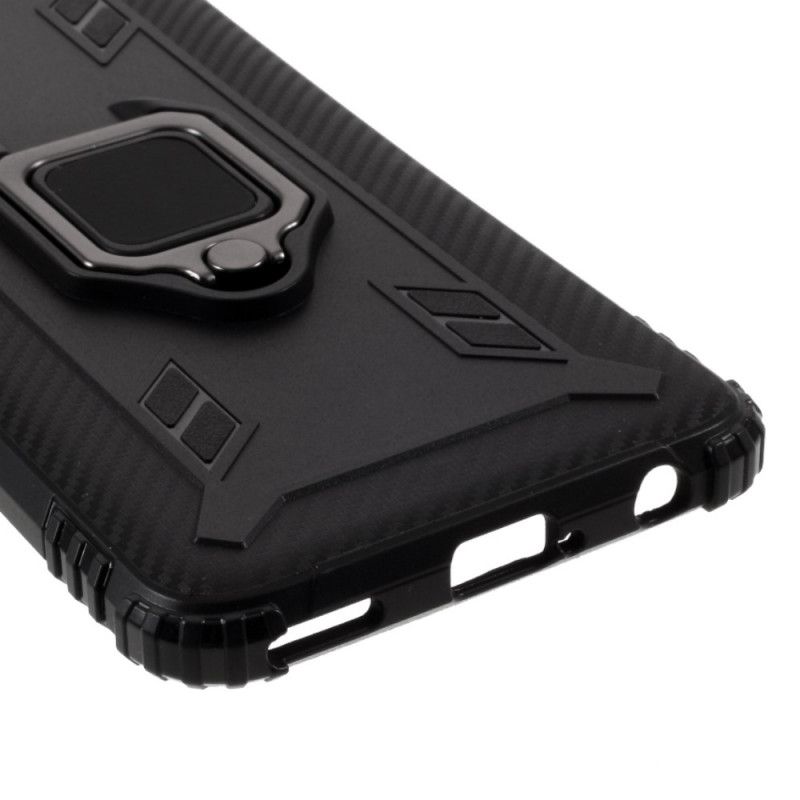 Cover Hoesje Huawei P40 Lite 5G Rood Zwart Telefoonhoesje Ring En Koolstofvezel