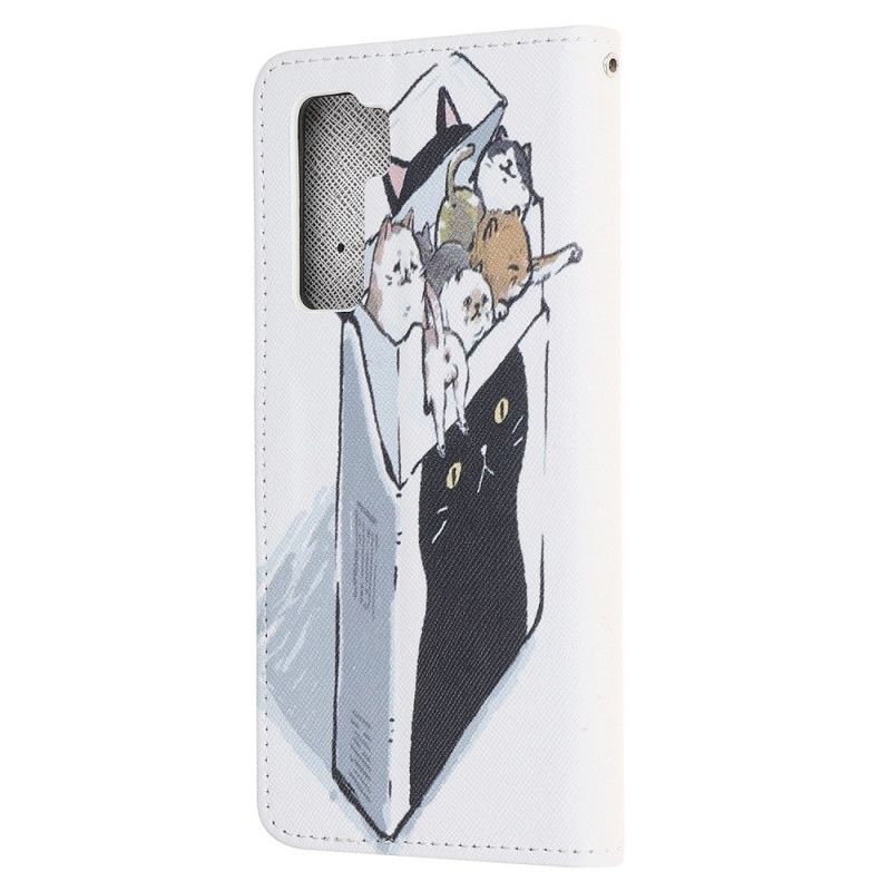 Flip Case Leren Huawei P40 Lite 5G Levering Van String Katten