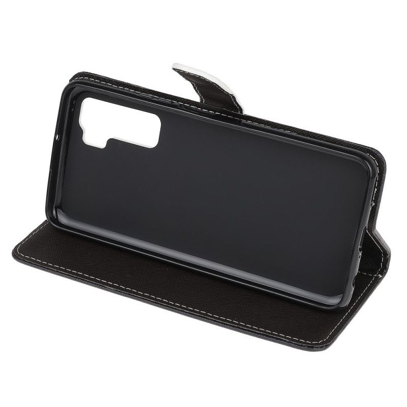 Flip Case Leren Huawei P40 Lite 5G Wolf In De Winter Met String