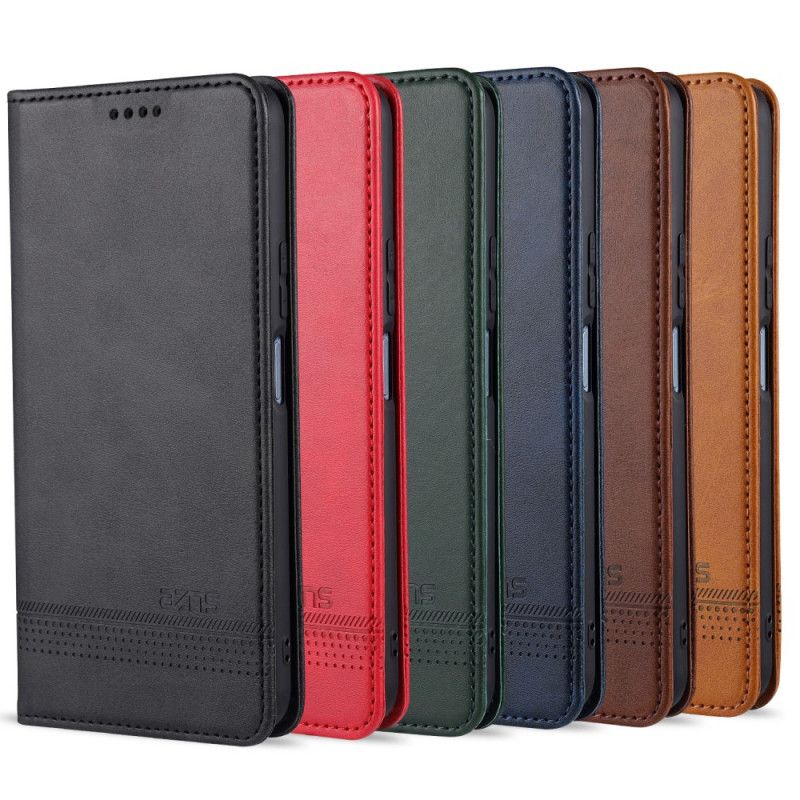 Folio-hoesje Huawei P40 Lite 5G Rood Zwart Azns Leerstijl