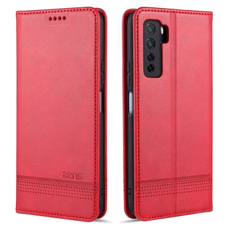 Folio-hoesje Huawei P40 Lite 5G Rood Zwart Azns Leerstijl