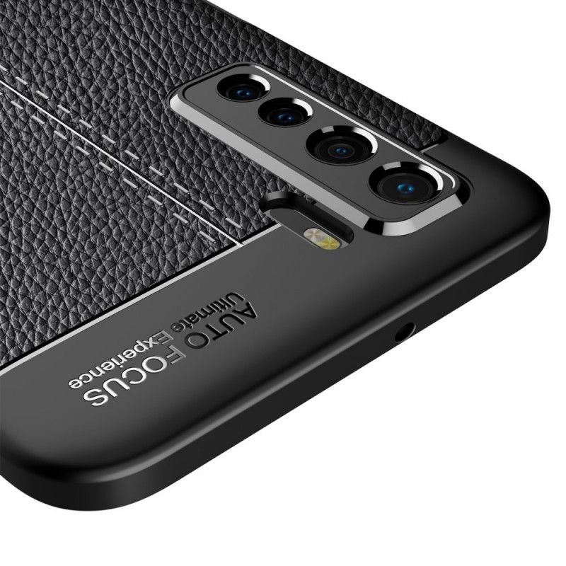 Hoesje voor Huawei P40 Lite 5G Rood Zwart Lychee Leertextuur