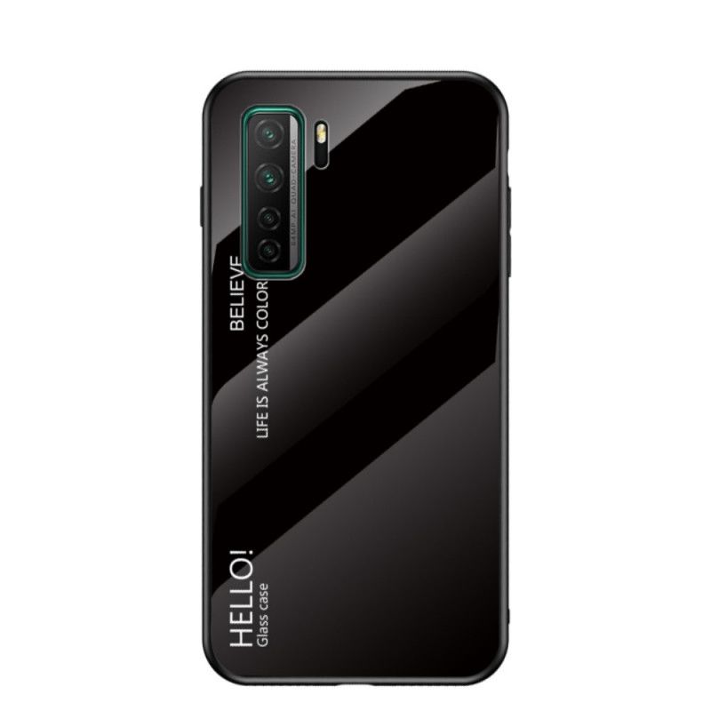 Hoesje voor Huawei P40 Lite 5G Wit Zwart Hallo Gehard Glas