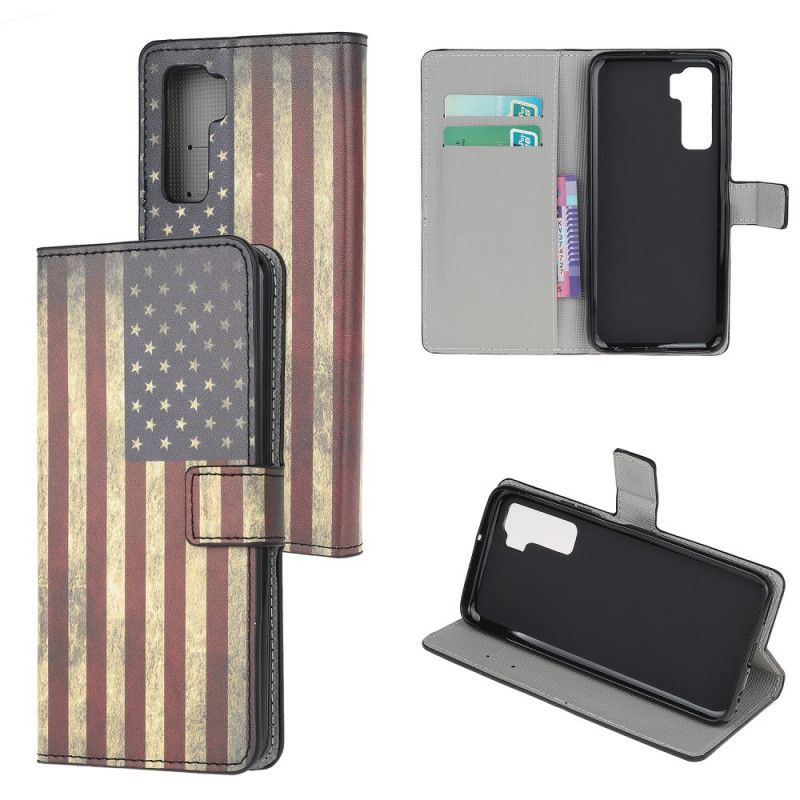 Leren Hoesje Huawei P40 Lite 5G Amerikaanse Vlag
