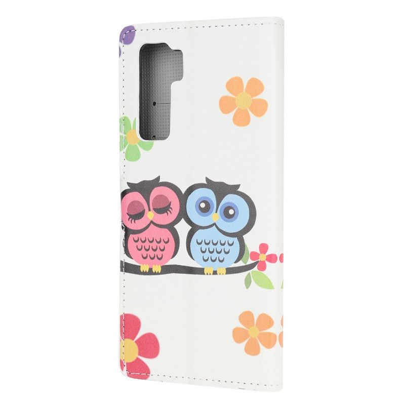 Leren Hoesje Huawei P40 Lite 5G Paar Uilen