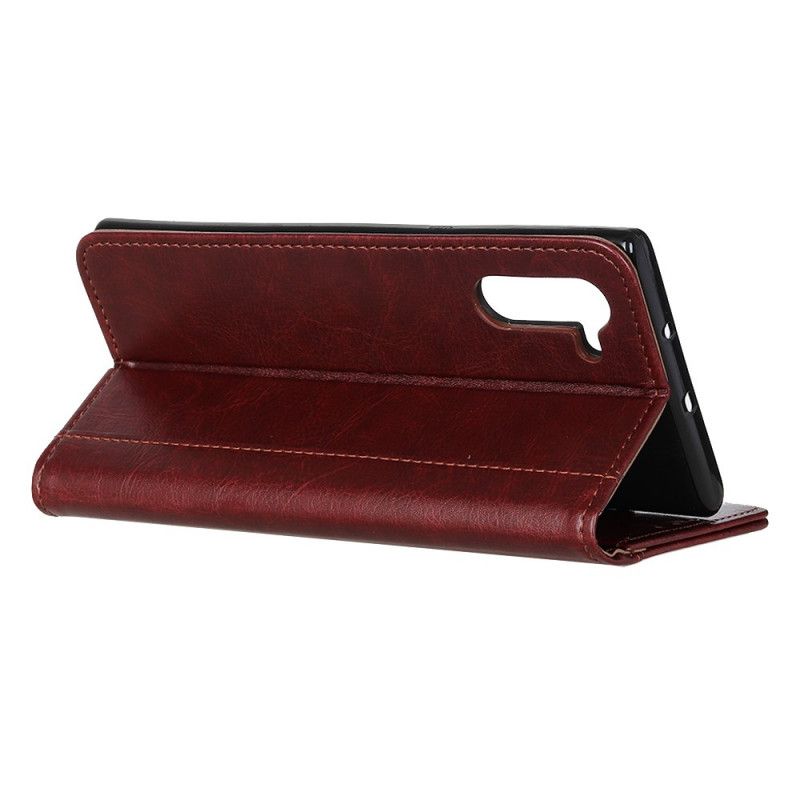 Leren Hoesje Huawei P40 Lite 5G Rood Zwart Vintage Klinknagelversie