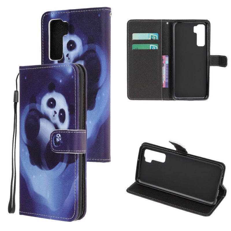 Leren Hoesje Huawei P40 Lite 5G Telefoonhoesje Pandaruimte Met String