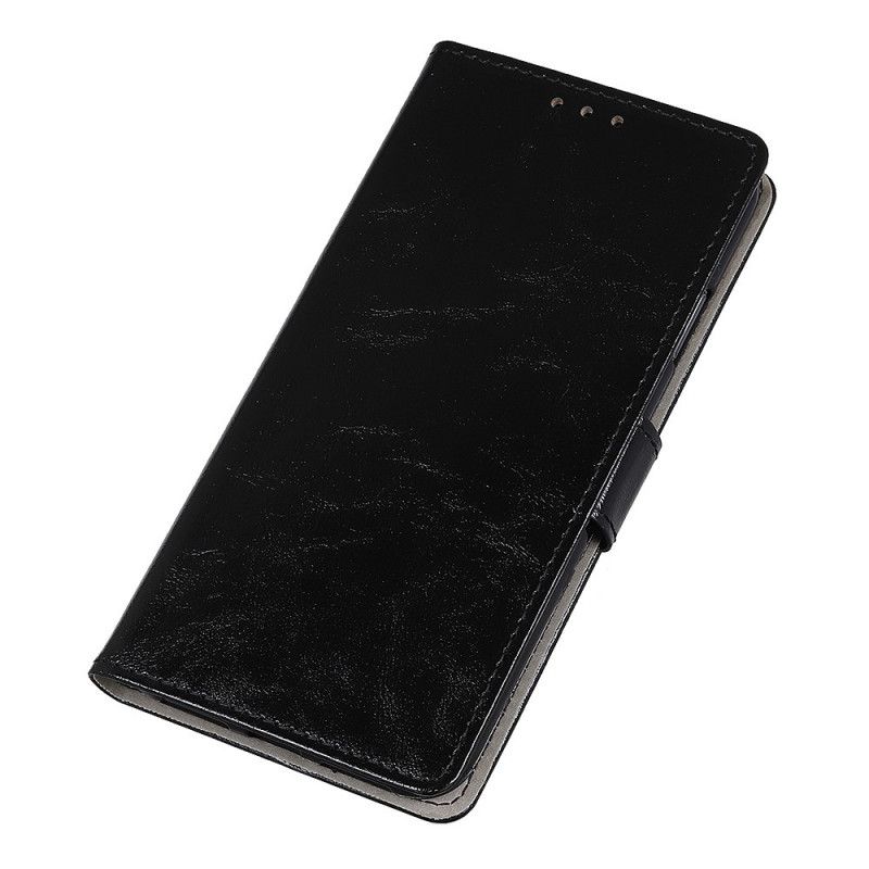 Leren Hoesje voor Huawei P40 Lite 5G Zwart Eenvoudig Glanzend Leereffect