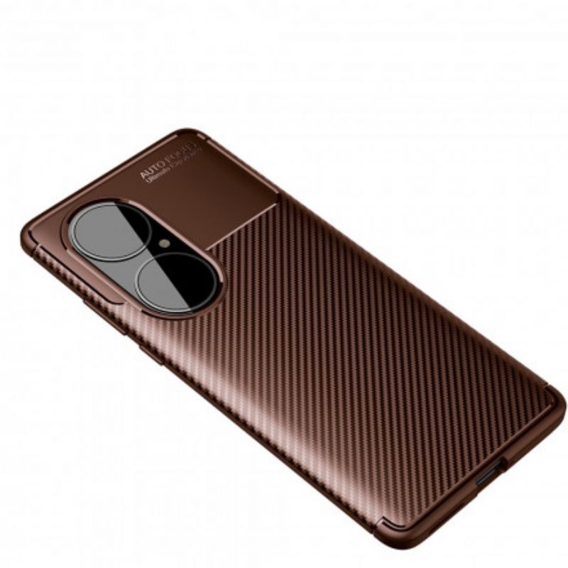 Case Hoesje Huawei P50 Telefoonhoesje Flexibele Koolstofvezeltextuur