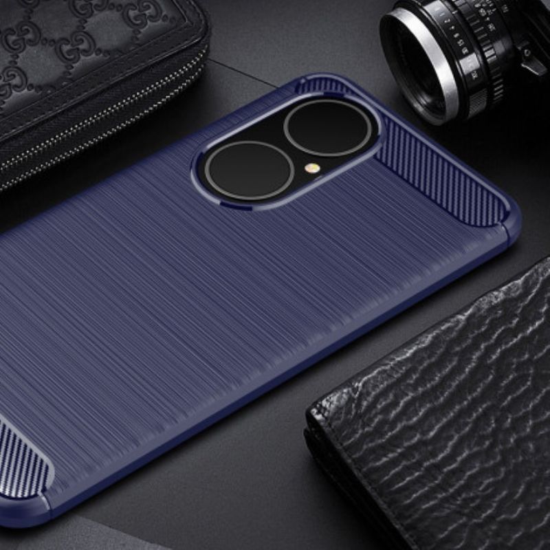 Case Hoesje Huawei P50 Telefoonhoesje Geborstelde Koolstofvezel