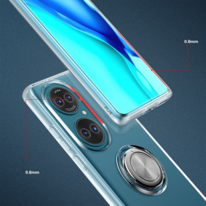 Hoesje Voor Huawei P50 Transparante Eenvoudige Metalen Ring