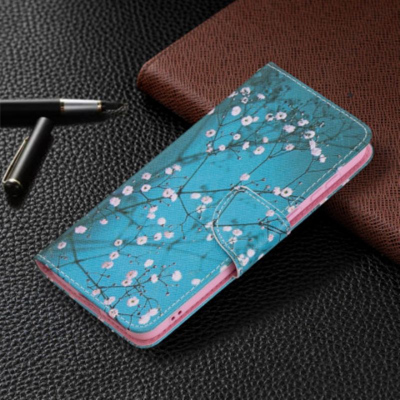 Leren Hoesje Huawei P50 Bloeiende Boom Bescherming Hoesje
