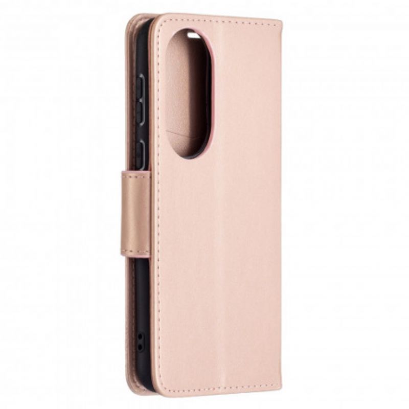 Leren Hoesje Huawei P50 Vlinders En Schuine Klep