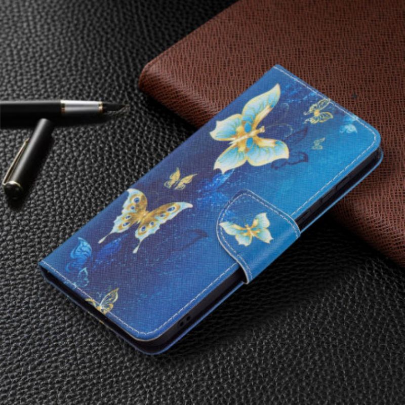 Leren Hoesje Huawei P50 Vlinders In De Nacht Bescherming Hoesje