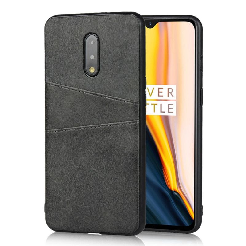 Case Hoesje OnePlus 7 Koffie Zwart Telefoonhoesje Dubbele Kaarthouder