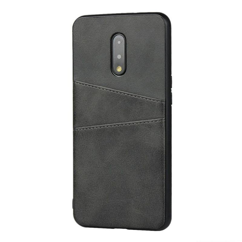 Case Hoesje OnePlus 7 Koffie Zwart Telefoonhoesje Dubbele Kaarthouder