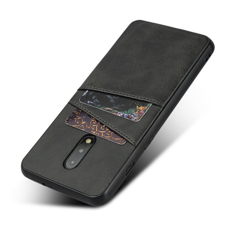 Case Hoesje OnePlus 7 Koffie Zwart Telefoonhoesje Dubbele Kaarthouder