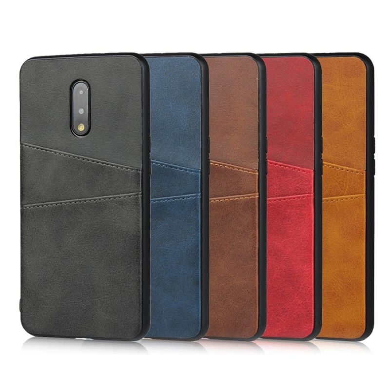 Case Hoesje OnePlus 7 Koffie Zwart Telefoonhoesje Dubbele Kaarthouder